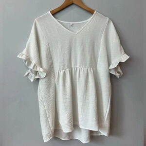 Short Sleeve Blouse with Frill Sleeves |  Lightweight | Size Large